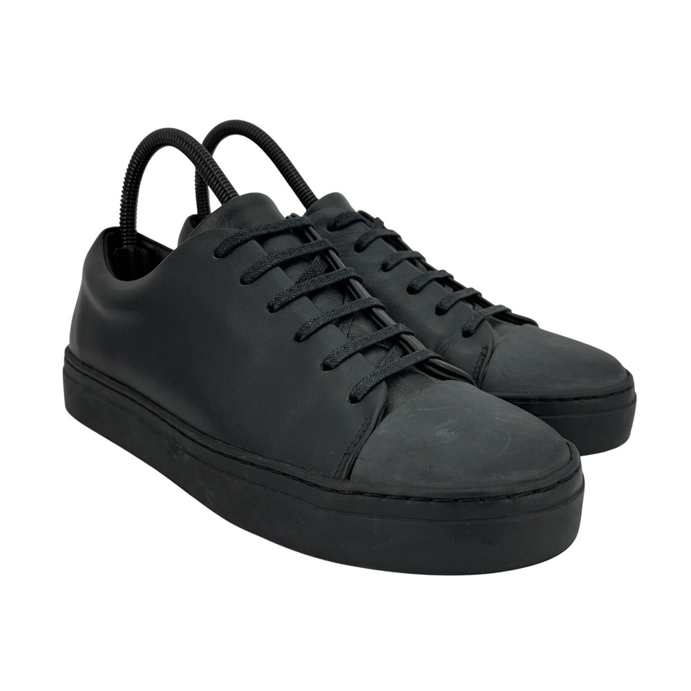 COS Shoes Womens Size 7 Black Leather Low Top Minimalist Casual Walking Sneakers
